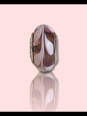 PANDORA Purple & Pink Swirl Murano Glass 925 Sterling Silver Charm 790677